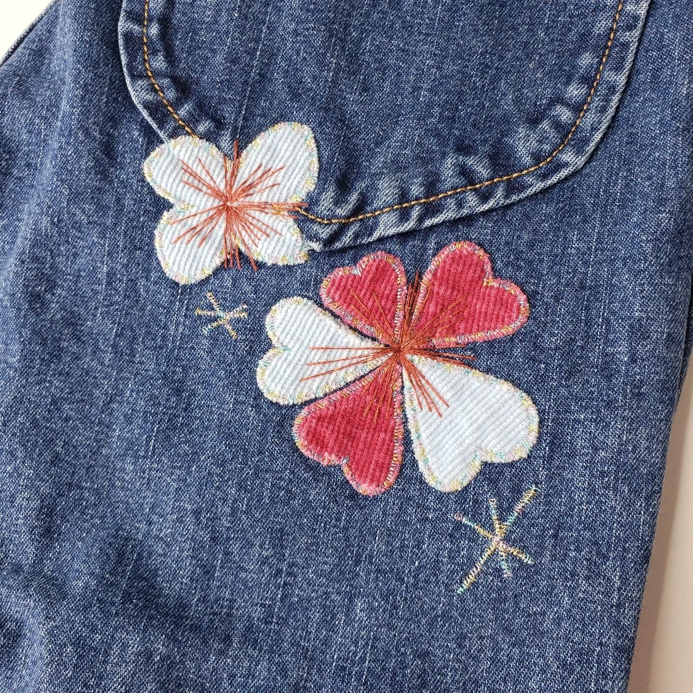 Vintage Gap Kids Cotton Applique Embroidered Bling Girls Denim Capri Jeans Sz 10